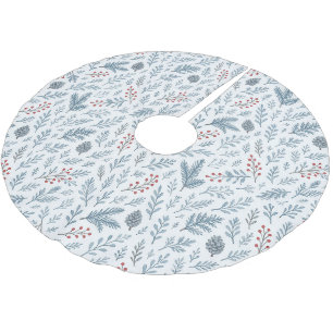 Saia Para Árvore De Natal De Poliéster Chic Botanical Holly Berry Padrão Floral