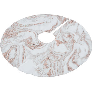 Saia Para Árvore De Natal De Poliéster Chic Faux Marble Rosa Dourado