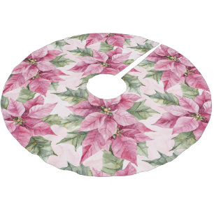 Saia Para Árvore De Natal De Poliéster Chic Pink Poinsettia Flowers Natal