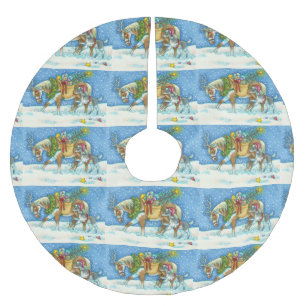 SAIA PARA ÁRVORE DE NATAL DE POLIÉSTER CHINCOTEAGUE PONIES CHRISTMAS TREE SKIRT