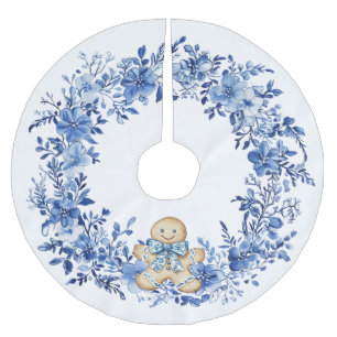 Saia Para Árvore De Natal De Poliéster Chinoiserie Blue White Floral Gingerpão