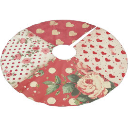 Saia Para Árvore De Natal De Poliéster Chique Vintage bonito Distante Floral