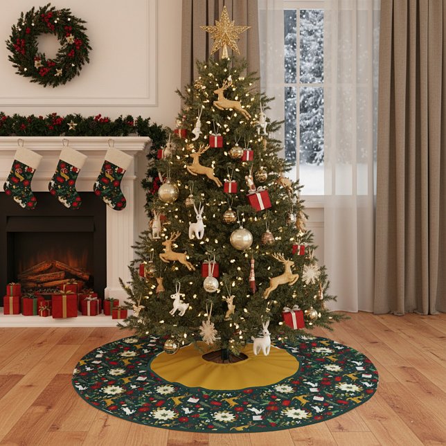 Saia Para Árvore De Natal De Poliéster Christmas pattern    brushed polyester tree skirt (Criador carregado)