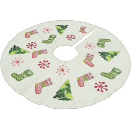 Saia Para Árvore De Natal De Poliéster Christmas Tree and Stocking Whimsey