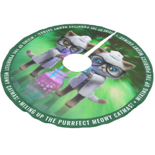 Saia Para Árvore De Natal De Poliéster Cientistas Gatos Loucos Misturando Catmas Puros