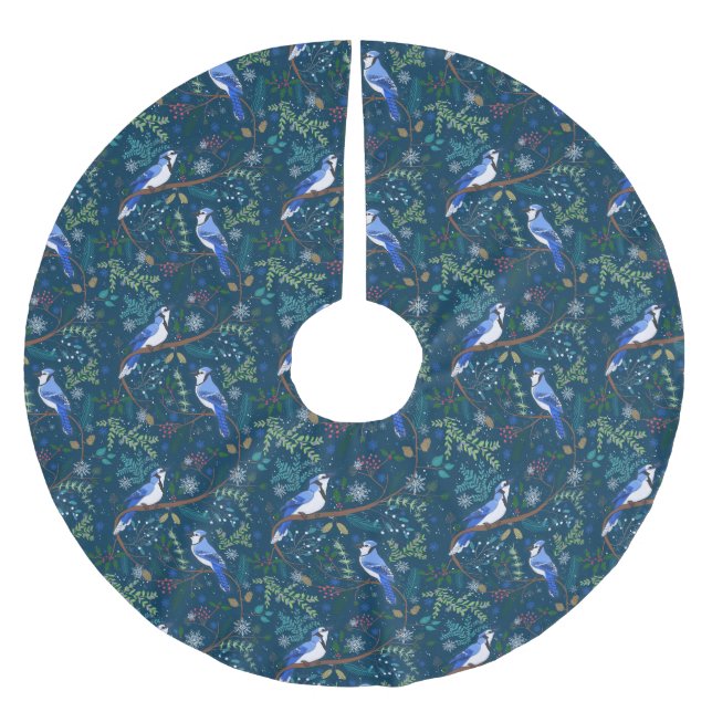 Saia Para Árvore De Natal De Poliéster Cintos azuis de inverno festivos (Frente)