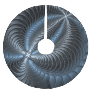 Saia Para Árvore De Natal De Poliéster Cinza Azul Plástico Arte Fractal 3D Abstrato