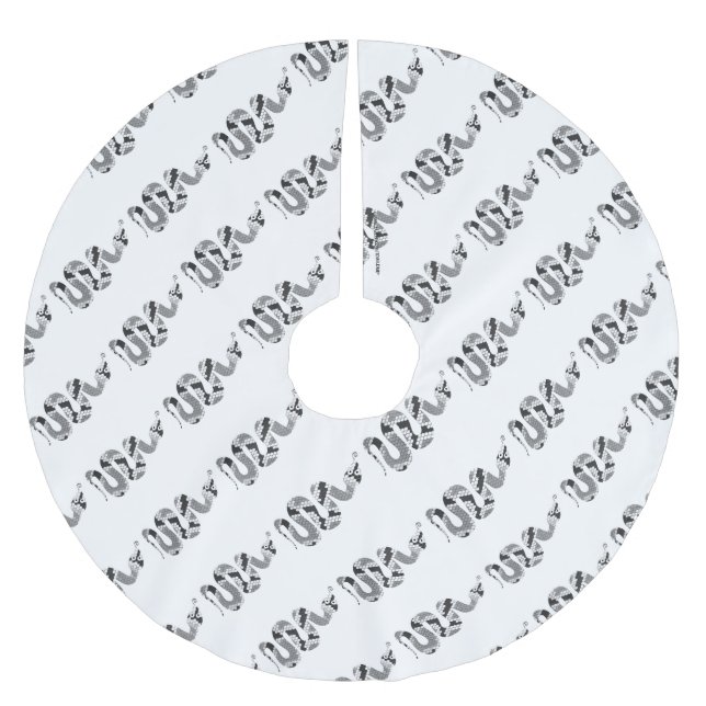 Saia Para Árvore De Natal De Poliéster Cinza cobra e Cinza leve (Frente)