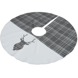 Saia Para Árvore De Natal De Poliéster Cinza da Cabeça de Natal Tartan