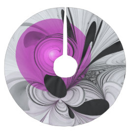 Saia Para Árvore De Natal De Poliéster Cinza Negra abstrato com Fratura Magenta