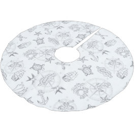 Saia Para Árvore De Natal De Poliéster Cinza-Padrão De Tatuagens De Marinheiro Antigas