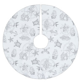 Saia Para Árvore De Natal De Poliéster Cinza-Padrão De Tatuagens De Marinheiro Antigas