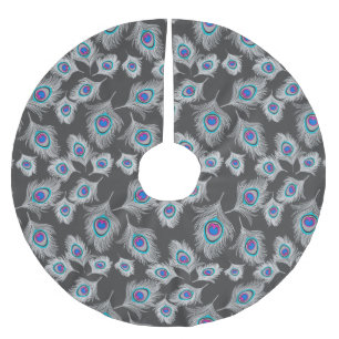 Saia Para Árvore De Natal De Poliéster Cinzas de prata/Pancas de pavão de Cinza em grafit