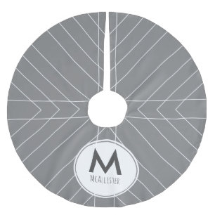 Saia Para Árvore De Natal De Poliéster Cinzas escandinavas e setas brancas finas