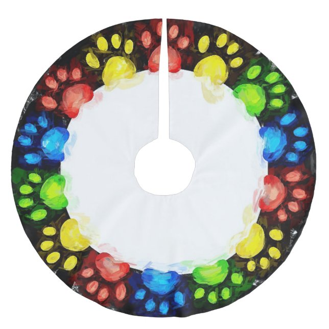 Saia Para Árvore De Natal De Poliéster Círculo de Pinças de Gato (Frente)