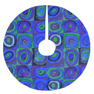 Saia Para Árvore De Natal De Poliéster Círculo Quadrado do Kandinsky Farbstudie Blue Quad