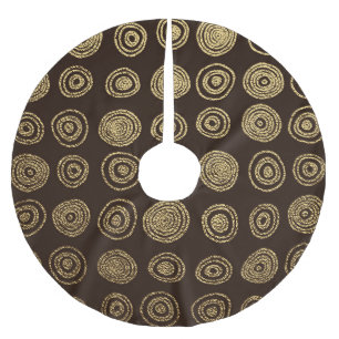 Saia Para Árvore De Natal De Poliéster Círculos do ouro: Padrão Desenhado à Mão