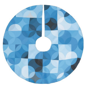 Saia Para Árvore De Natal De Poliéster Círculos Sem Costura: Abstrato Azul Vintage