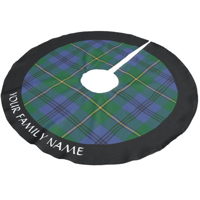 Saia Para Árvore De Natal De Poliéster Clan Johnston Tartan Brushing Tree Skirt (Inclinado)