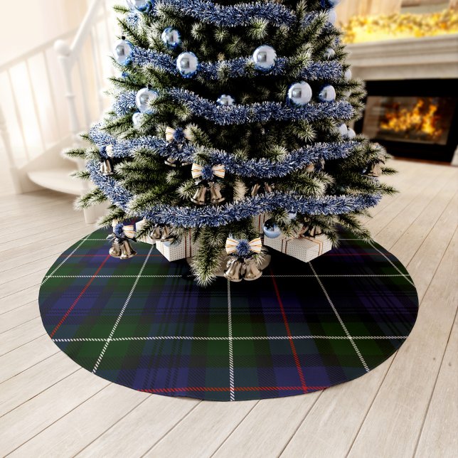 Saia Para Árvore De Natal De Poliéster Clan Mackenzie Tartan Russo Verde xadrez (Rustic Plaid Clan MacKenzie Tartan Tree Skirt)