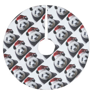 Saia Para Árvore De Natal De Poliéster Clipped-Panda-Santa-2