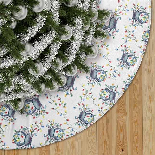 Saia Para Árvore De Natal De Poliéster Coastal Crab Christmas Lights (Criador carregado)