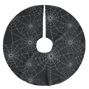 Saia Para Árvore De Natal De Poliéster Cobwebs de aranha Gótico-assustadora preto e branc