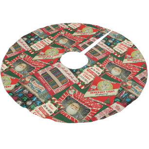 Saia Para Árvore De Natal De Poliéster Colagem de Decorações de Natal Vintage Retrô