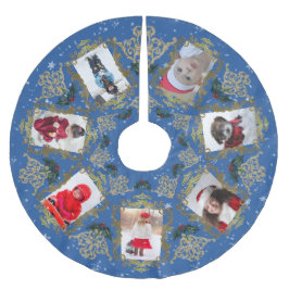 Saia Para Árvore De Natal De Poliéster Colagem de Fotos de Natal da Família de Trim Doura