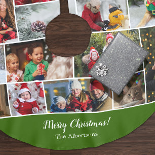 Saia Para Árvore De Natal De Poliéster Colagem de Fotos no Natal 16 com Nome da Família V