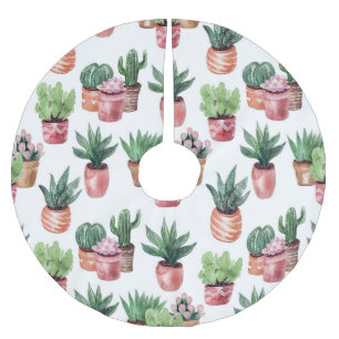 Saia Para Árvore De Natal De Poliéster Coleção de cactos em potes, aquarela.