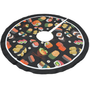 Saia Para Árvore De Natal De Poliéster Colorida Comida Sushi no Natal