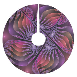 Saia Para Árvore De Natal De Poliéster Colorida Fantasy Abstrato Moderna Roxo Fractal