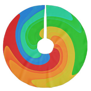 Saia Para Árvore De Natal De Poliéster Colorida Rainbow Swirl Tree Skirt