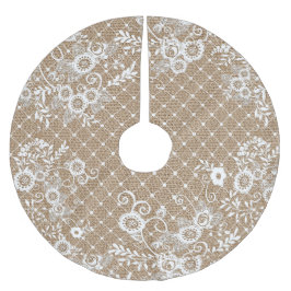 Saia Para Árvore De Natal De Poliéster Coluna do chique e saia da árvore de rendas