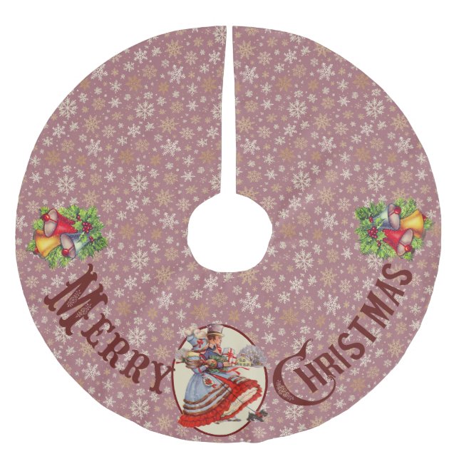 Saia Para Árvore De Natal De Poliéster Compro de Natal vitoriano | Roxa (Frente)