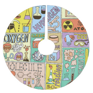 Saia Para Árvore De Natal De Poliéster Conjunto de Ilustração de Vintage de Química Scien