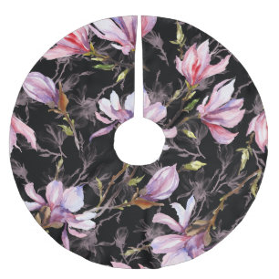 Saia Para Árvore De Natal De Poliéster Cor da Água Magnolia Rosa Preto