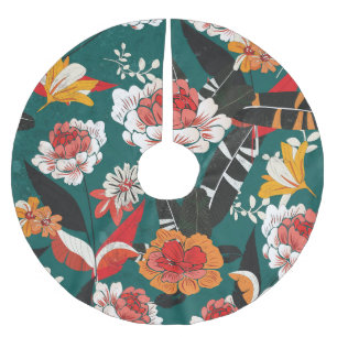 Saia Para Árvore De Natal De Poliéster Cor de laranja-branco floral: ilustração perfeita 