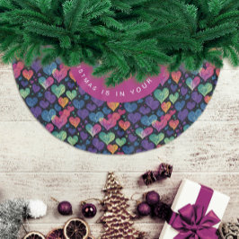 Saia Para Árvore De Natal De Poliéster Cor de Natal Bonita Colorida Coração Colorida