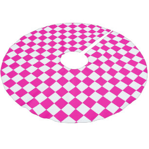 Saia Para Árvore De Natal De Poliéster Cor-de-rosa e branco-neon verificados