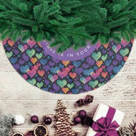 Saia Para Árvore De Natal De Poliéster Coração Colorido Moderno de Natal Aquarela