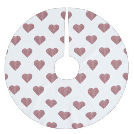 Saia Para Árvore De Natal De Poliéster Corações Dourado Brilhante em Fundo Branco