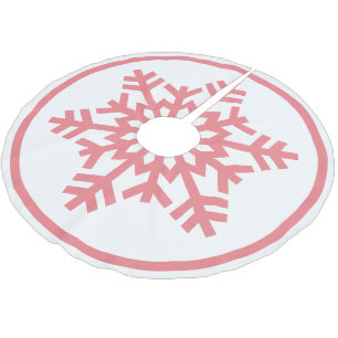Saia Para Árvore De Natal De Poliéster Coral Rosa Bege Leve Floco de Neve Sobre Branco