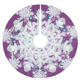 Saia Para Árvore De Natal De Poliéster Corante vermelho cardinal e floco de neve