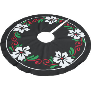 Saia Para Árvore De Natal De Poliéster Coroa de Natal de Flor de Hibisco Branca Estilizad