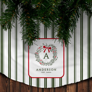 Saia Para Árvore De Natal De Poliéster Coroa de Natal Personalizada Preppy com Monograma