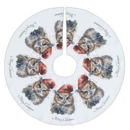 Saia Para Árvore De Natal De Poliéster Coruja Invernal Encantada, personalizada