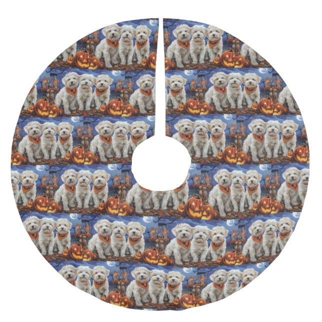 Saia Para Árvore De Natal De Poliéster Coton De Tulear Halloween Spooky (Frente)