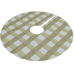 Saia Para Árvore De Natal De Poliéster Country Faux Burlap - Xadrez de Natal - Azul